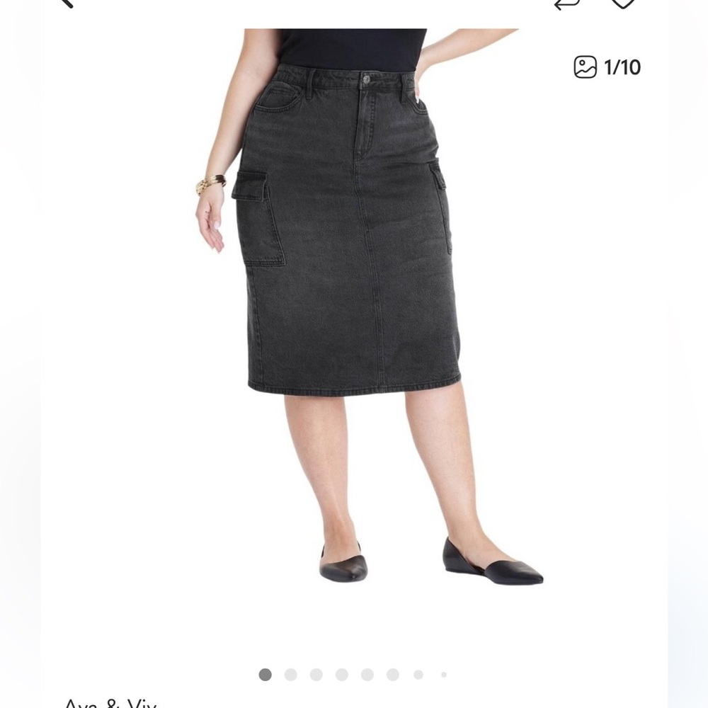 Ava & Viv Women's Charcoal Denim Midi Skirt